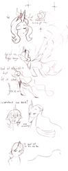 Size: 770x1947 | Tagged: artist needed, safe, princess celestia, princess luna, alicorn, pony, celestia is not amused, comic, monochrome, recovery, sketch, unamused