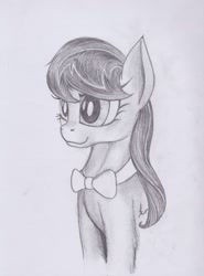 Size: 1544x2088 | Tagged: safe, artist:scribblepwn3, octavia melody, earth pony, pony, bust, monochrome, pencil drawing, portrait, solo, traditional art