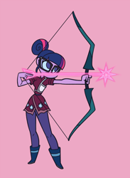 Size: 1100x1500 | Tagged: safe, artist:khuzang, derpibooru import, sci-twi, twilight sparkle, equestria girls, archer, arrow, bow (weapon), bow and arrow, solo, weapon