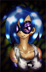 Size: 2257x3507 | Tagged: safe, artist:alcasar-reich, dj pon-3, vinyl scratch, human, breasts, cleavage, female, humanized, solo, sunglasses