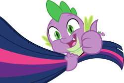 Size: 6060x4040 | Tagged: safe, artist:chrzanek97, derpibooru import, spike, twilight sparkle, dragon, the cutie re-mark, .svg available, absurd resolution, holding, simple background, solo focus, tail, thumbs up, transparent background, vector