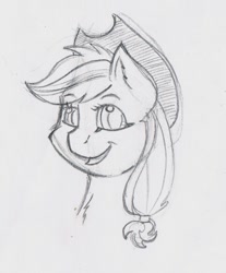 Size: 800x964 | Tagged: safe, artist:crimson, applejack, earth pony, pony, bust, female, mare, monochrome, portrait, sketch, solo