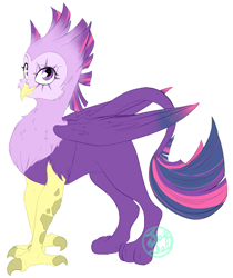 Size: 2125x2527 | Tagged: safe, artist:farewelldecency, twilight sparkle, griffon, female, griffonized, my little griffon, simple background, solo, species swap, updated, white background