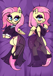 Size: 812x1166 | Tagged: safe, artist:techycutie, fluttershy, pegasus, pony, fake it 'til you make it, body pillow, body pillow design, clothes, ear piercing, earring, eyeshadow, female, fluttergoth, jewelry, makeup, mare, piercing, solo, sparkles