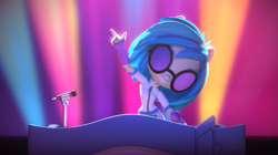 Size: 853x478 | Tagged: safe, screencap, dj pon-3, vinyl scratch, equestria girls, dance off, dance off (animated short), doll, equestria girls minis, solo, toy, youtube link