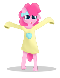 Size: 2550x3300 | Tagged: safe, artist:skyflys, pinkie pie, anthro, barefoot, bottomless, clothes, cute, diapinkes, feet, female, filly, filly pinkie pie, happy, oversized clothes, oversized shirt, partial nudity, shirt, simple background, solo, transparent background, younger