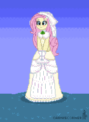 Size: 308x420 | Tagged: safe, artist:carnifex, fluttershy, equestria girls, clothes, dress, pilgrim outfit, pixel art, solo