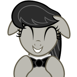Size: 1024x1024 | Tagged: safe, artist:dtkraus, octavia melody, earth pony, pony, bowtie, cute, eyes closed, floppy ears, grayscale, grin, happy, monochrome, simple background, smiling, solo, tavibetes, transparent background, vector