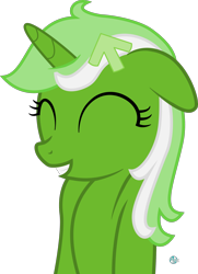 Size: 1626x2243 | Tagged: safe, artist:arifproject, oc, oc only, oc:upvote, pony, unicorn, arif's angry pone, bust, derpibooru, derpibooru ponified, eyes closed, floppy ears, happy, meta, ponified, simple background, smiling, solo, transparent background, vector