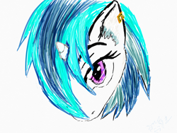 Size: 2048x1536 | Tagged: safe, artist:ciaran, derpibooru exclusive, dj pon-3, vinyl scratch, pony, unicorn, 30 minute art challenge, bust, ear piercing, earring, jewelry, looking at you, piercing, portrait, simple background, sketch