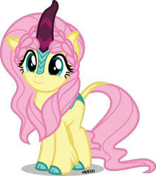 Size: 4000x4518 | Tagged: safe, artist:orin331, fluttershy, kirin, sounds of silence, absurd resolution, cloven hooves, colored hooves, cute, female, hnnng, kirin fluttershy, kirin-ified, leonine tail, looking at you, shyabetes, simple background, smiling, solo, species swap, transparent background