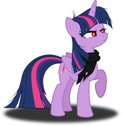 Size: 3000x3100 | Tagged: safe, artist:ruinedomega, derpibooru import, idw, twilight sparkle, twilight sparkle (alicorn), alicorn, pony, ponies of dark water, spoiler:comic, clothes, corrupted, empress of ponyville twilight sparkle, evil, idw showified, messy mane, red eyes, scarf, simple background, standing, transparent background, twilight is anakin, tyrant sparkle, vector