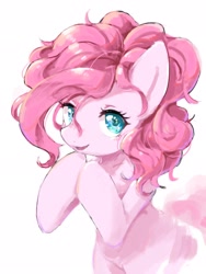 Size: 1536x2048 | Tagged: safe, artist:30clock, pinkie pie, earth pony, pony, female, looking at you, mare, simple background, smiling, solo