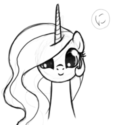 Size: 800x800 | Tagged: safe, artist:nimaru, princess celestia, alicorn, pony, bust, cute, cutelestia, daaaaaaaaaaaw, monochrome, portrait, solo