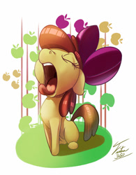 Size: 600x769 | Tagged: safe, artist:tsitra360, apple bloom, adorabloom, cute, solo, yawn