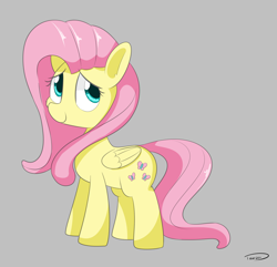 Size: 3396x3271 | Tagged: safe, artist:taurson, fluttershy, pegasus, pony, cute, female, gray background, mare, simple background, smiling, solo