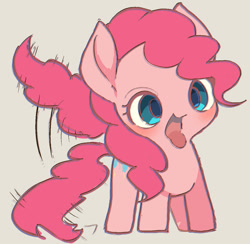 Size: 1239x1208 | Tagged: safe, artist:ccc, pinkie pie, earth pony, pony, behaving like a dog, cute, diapinkes, female, looking at you, mare, no nose, ponk, puppy pie, silly, silly pony, solo, tail wag, tongue out