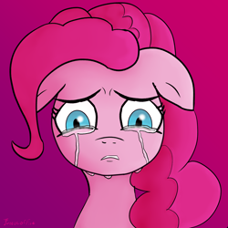 Size: 2000x2000 | Tagged: safe, artist:freezeroffire, pinkie pie, pony, crying, floppy ears, sad, solo