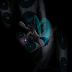 Size: 1500x1500 | Tagged: safe, artist:vabla, dj pon-3, vinyl scratch, pony, unicorn, solo, turntable, wings