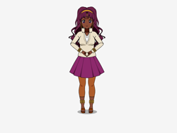 Size: 800x600 | Tagged: safe, artist:icey-wicey-1517 kisekae, saffron masala, human, ankle bracelet, anklet, bracelet, clothes, dark skin, ear piercing, earring, feet, female, humanized, jewelry, kisekae, pants, piercing, pleated skirt, sandals, simple background, skirt, solo, white background