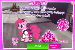 Size: 792x524 | Tagged: safe, pinkie pie, earth pony, pony, my little pony: the movie, advertisement, costs real money, gameloft, gem, official, pirate, pirate pinkie pie