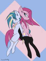 Size: 3024x4032 | Tagged: safe, artist:larrykitty, pinkie pie, skeedaddle, earth pony, pony, unicorn, clothes, colt, crack shipping, female, male, mare, pidaddle, pinkamena diane pie, pinkiedaddle, shipping, socks, straight, straight shota