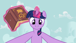 Size: 1366x768 | Tagged: safe, derpibooru import, screencap, twilight sparkle, pony, hearts and hooves day (episode), book, hearts and hooves day, out of context, solo