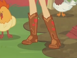 Size: 2048x1536 | Tagged: safe, screencap, applejack, chicken, better together, equestria girls, fluttershy's butterflies, fluttershy's butterflies: applejack, boots, cowboy boots, legs, pictures of legs, shoes