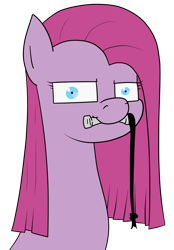 Size: 1628x2344 | Tagged: safe, artist:moonatik, pinkie pie, earth pony, pony, 30 minute art challenge, looking at you, mouth hold, pinkamena diane pie, simple background, solo, transparent background, whip