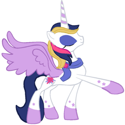 Size: 823x821 | Tagged: safe, artist:thefanficfanpony, derpibooru import, prince blueblood, twilight sparkle, twilight sparkle (alicorn), alicorn, pony, clothes, female, fusion, scarf