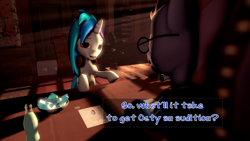 Size: 1280x720 | Tagged: safe, artist:ask-wub-pon3, dj pon-3, svengallop, vinyl scratch, pony, unicorn, 3d, text