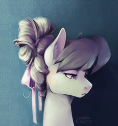 Size: 699x748 | Tagged: safe, artist:egophiliac, octavia melody, earth pony, pony, bow, bust, ear fluff, portrait, solo