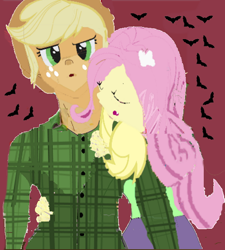 Size: 540x600 | Tagged: safe, artist:aya-willams, applejack, fluttershy, equestria girls, appleshy, female, lesbian, shipping