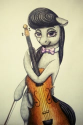 Size: 1257x1895 | Tagged: safe, artist:deltahedgehog, derpibooru exclusive, octavia melody, earth pony, pony, cello, cute, female, mare, musical instrument, smiling, solo