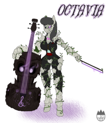 Size: 1400x1600 | Tagged: safe, artist:sanyo2100, octavia melody, anthro, original species, timber pony, timber wolf, bow (instrument), brutal equestria, brutal legend, cello, cello bow, musical instrument, simple background, species swap, transparent background