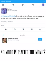 Size: 1536x2048 | Tagged: safe, my little pony: the movie, fake, faker than a three dollar bill, meghan mccarthy, meta, rumor, screenshots, seems legit, sourceless, text, twitter