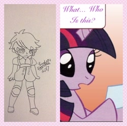 Size: 1540x1525 | Tagged: safe, artist:theanimefanz, twilight sparkle, clopping meme, exploitable meme, meme, meta, traditional art, twitter, twitter link