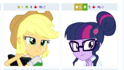 Size: 1136x640 | Tagged: safe, screencap, applejack, sci-twi, twilight sparkle, equestria girls, derpibooru, female, juxtaposition, lesbian, meta, scitwijack, shipping, twijack