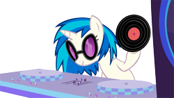 Size: 14849x8348 | Tagged: safe, artist:cyanlightning, dj pon-3, vinyl scratch, pony, unicorn, the saddle row review, .svg available, absurd resolution, female, glasses, mare, simple background, solo, speakers, transparent background, turntable, vector, vinyl