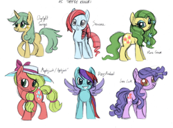 Size: 1280x945 | Tagged: safe, artist:needsmoarg4, oc, oc only, oc:daylight savings, oc:dizzy pinwheel, oc:home grown, oc:maplejack, oc:snowcone, earth pony, pegasus, pony, unicorn, alien 6, cowboys and equestrians, female, mad (tv series), mad magazine, mare