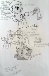 Size: 1541x2382 | Tagged: safe, artist:binkyt11, derpibooru exclusive, oc, oc only, oc:duck badge, duck, pegasus, pony, unicorn, apple, background pony, clothes, cutie mark, derpibooru, derpibooru ponified, empty eyes, folded wings, food, freckles, holding hooves, meta, monochrome, no catchlights, no pupils, ponified, rotten apple, shipping, smoke, socks, traditional art, vulgar