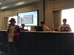 Size: 4032x3024 | Tagged: safe, human, absurd resolution, convention, derpibooru, derpibooru panel, irl, irl human, meta, photo, ponycon, ponycon 2017