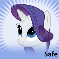 Size: 1024x1024 | Tagged: safe, derpibooru import, rarity, pony, unicorn, bust, derpibooru, female, looking up, mare, meta, meta:safe, portrait, smiling, solo, spoilered image joke