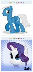 Size: 250x539 | Tagged: safe, derpibooru import, rarity, oc, oc:cirrus cloud, pegasus, pony, unicorn, derpibooru, juxtaposition, juxtaposition win, meme, meta