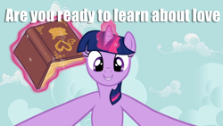 Size: 720x405 | Tagged: safe, derpibooru import, edit, edited screencap, screencap, twilight sparkle, hearts and hooves day (episode), caption, hearts and hooves day, image macro, meme, out of context, solo