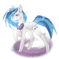 Size: 2048x2048 | Tagged: safe, artist:marywolfy, dj pon-3, vinyl scratch, pony, unicorn, raised hoof, solo