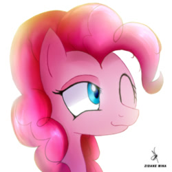 Size: 720x720 | Tagged: safe, artist:zidanemina, pinkie pie, earth pony, pony, mane, one eye closed, pink, simple background, smiling, solo, white background