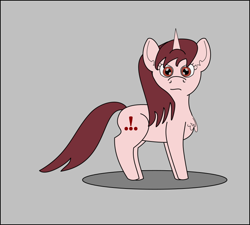 Size: 780x703 | Tagged: safe, artist:planetkiller, derpibooru exclusive, oc, oc only, oc:report, pony, unicorn, chest fluff, derpibooru, derpibooru ponified, ear fluff, gray background, looking at you, meta, ponified, simple background, solo