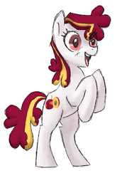 Size: 529x800 | Tagged: safe, artist:needsmoarg4, plumsweet, earth pony, pony, female, happy, mare, rearing, simple background, solo, white background