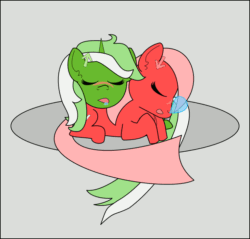 Size: 770x736 | Tagged: safe, artist:planetkiller, oc, oc only, oc:downvote, oc:upvote, pony, animated, blushing, cute, derpibooru, derpibooru ponified, drool, gif, meta, ponified, pony pillow, simple background, sleeping